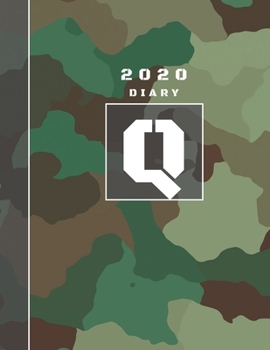 Personalised 2020 Diary Week To View Planner: A4  Letter Q Green And Brown Camo Camouflage Organiser And Planner For The Year Ahead, School, Business, Office, Work, University