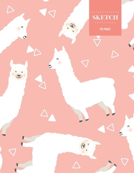 Sketch  110 Pages: Peach Llama Alpaca Sketchbook for Kids, Teen and College Students | Succulent Llama Pattern