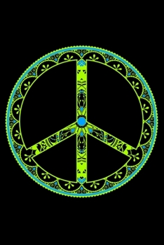 Paperback Journal: Mandala Peace Sign Green Spiritual Tattoo Hindu Buddhist Black Lined Notebook Writing Diary - 120 Pages 6 x 9 Book