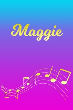 Maggie: Sheet Music Note Manuscript Notebook Paper | Pink Blue Gold  Personalized Letter M Initial Custom First Name Cover | Musician Composer ... Notepad Notation Guide | Compose Write Songs