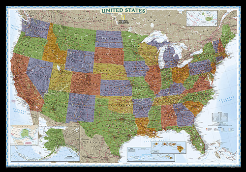 Unbound National Geographic United States Wall Map - Decorator (43.5 X 30.5 In) Book