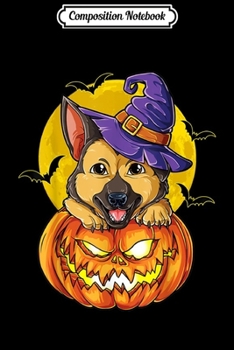 Composition Notebook: German Shepherd Witch Pumpkin Halloween Kids Women Journal/Notebook Blank Lined Ruled 6x9 100 Pages