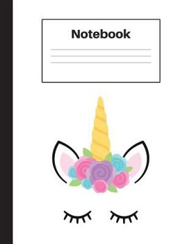 Paperback Notebook: Unicorn Face, Wide Rule, Notebook Home Office School Student Teacher Homeschool, 7.4 x 9.7 in, 200 pages for kids, sch Book