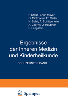 Paperback Ergebnisse Der Inneren Medizin Und Kinderheilkunde: Sechzehnter Band [German] Book