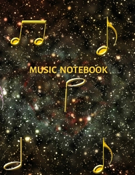 Music Notebook: Standard Blank Manuscript Sheet Music Paper - 12 Staves per page - Yellow Stars And Notes