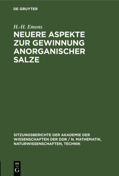 Hardcover Neuere Aspekte Zur Gewinnung Anorganischer Salze [German] Book