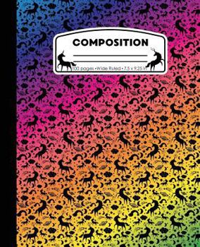 Paperback Composition: Unicorn Rainbow Marble Composition Notebook Wide Ruled 7.5 x 9.25 in, 100 pages book for girls, kids, school, students Book