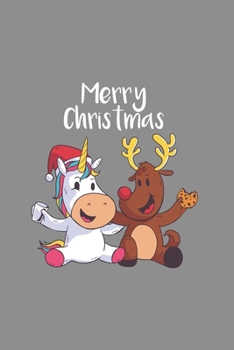 Notizbuch A5 (6X9zoll) Kariert 120 Seiten: Merry Christmas - S��e Einhorn und Rentier Geschenkidee