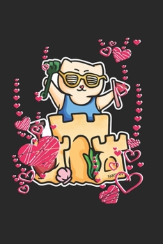 Beach Sandcastle Heart Cat Notebook: Graph Paper Journal 6x9 - 120 Pages