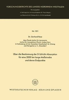 Paperback Über Die Bestimmung Der D-Schicht-Absorption Für Eine 2000 Km Lange Meßstrecke Und Deren Endpunkte [German] Book
