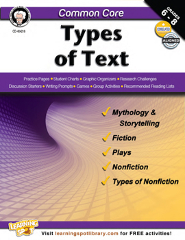 Paperback Common Core: Types of Text Book