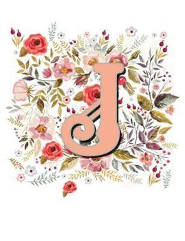 Paperback J Monogram Letter Floral Wreath Notebook Book