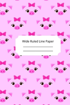 Cute Baby Pig Theme Wide Ruled Line Paper