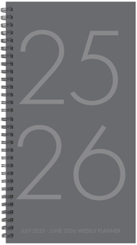 Charcoal Gray July 2025 - June 2026 3.5 X 6.5 Softcover Weekly Spiral Planner
