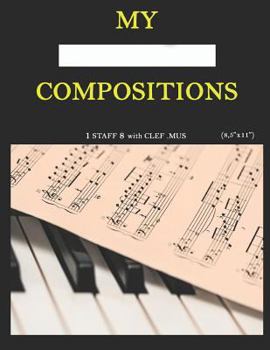 Paperback My compositons, 1staff_8_with clef.mus, (8,5"x11") Book