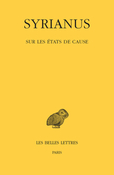 Paperback Syrianus, Sur Les Etats de Cause [French] Book