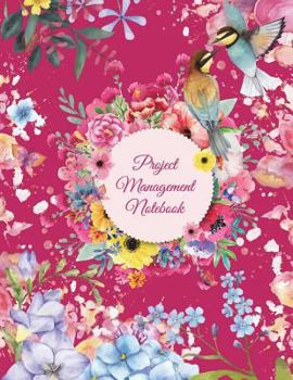 Paperback Project Management Notebook: Pink Flowers Water Color, Project and Task Organization, Project Tracker Large Print 8.5" x 11" Project To Do List, Id [Large Print] Book
