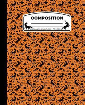 Paperback Composition: Unicorn Orange Marble Composition Notebook Wide Ruled 7.5 x 9.25 in, 100 pages book for girls, kids, school, students Book