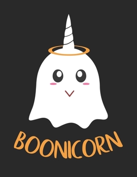 Boonicorn: Angel Boo Unicorn Ghost Emoticon Halloween Journal Lined Paper