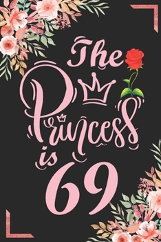 The Princess Is 69: 69th Birthday & Anniversary Notebook Flower Wide Ruled Lined Journal 6x9 Inch ( Legal ruled ) Family Gift Idea Mom Dad or Kids in Holidays - Marble & Red Love Flowers Cover