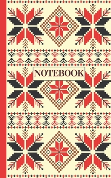 Paperback Notebook: Ruled pages - 5 x 8 inches - 100 pages - My Fallahi Cross stitch Embroidery Pattern ( RED & Cream) Book