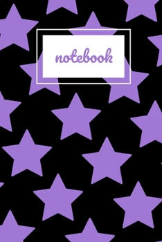 Paperback Black and purple star print notebook: novelty notebook 6"x9" Book