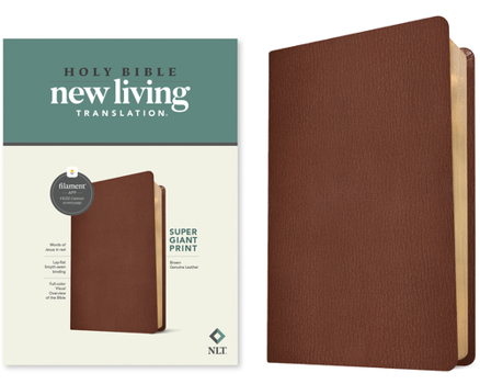 Leather Bound NLT Super Giant Print Bible, Filament Enabled (Genuine Leather, Brown, Red Letter) Book