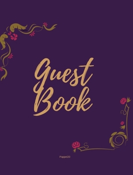 Hardcover Guest Book - Golden Frame #4 on Pink Paper Book