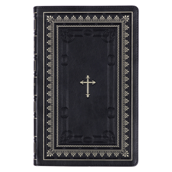 KJV Holy Bible Standard Size Faux Leather Red Letter Edition - Thumb Index & Ribbon Marker, King James Version, Black/Gold Cross