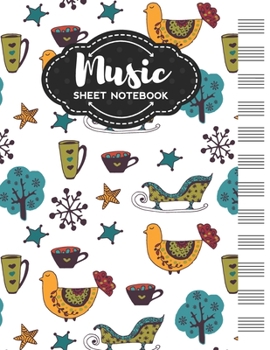 Paperback Music Sheet Notebook: Blank Staff Manuscript Paper with Unique Christmas Themed Cover Design Book