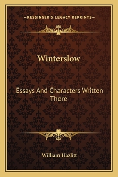 Paperback Winterslow: Essays And Characters Written There Book