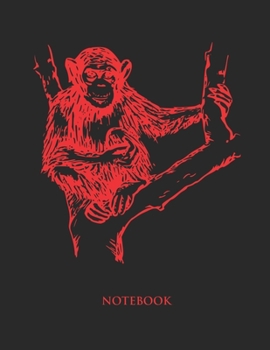 Paperback Chimpanzee Notebook: College Wide Ruled Notebook - Large (8.5 x 11 inches) - 110 Numbered Pages - Red Softcover Book