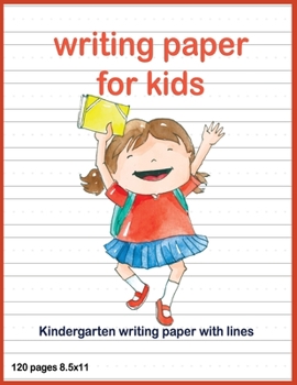 Paperback writing paper with lines for Kindergarten kids: Dotted Lined - 120 pages 8.5x11 Handwriting Paper Book