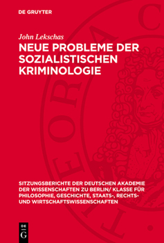 Hardcover Neue Probleme Der Sozialistischen Kriminologie [German] Book