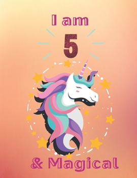 Unicorn SketchBook: I Am 5 & Magical With Unicorn Inside More Space for Sketching and Drawing and Writing Journal for Kids and Girls Marble Size 8.5in x 11in with 110 Pages