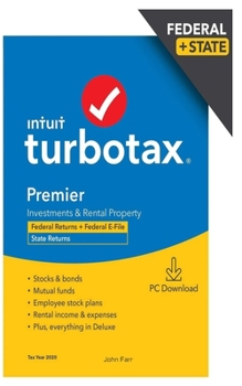 Paperback Premier: TurboTax 2020 Desktop Tax Software, Federal and State Returns + Federal E-file [Amazon Exclusive] [PC Download] Book