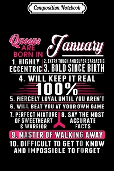 Paperback Composition Notebook: Queens Are Born In January 10 Facts Funny Birthday Journal/Notebook Blank Lined Ruled 6x9 100 Pages Book