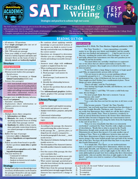 Paperback SAT Reading & Writing Test Prep: A Quickstudy Laminated Reference Guide Book