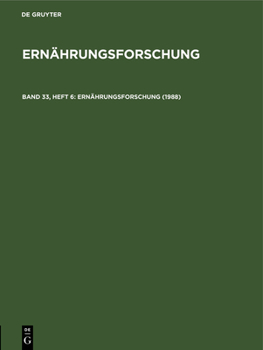 Hardcover 1988: Ernf-B, Band 33, Heft 6 [German] Book