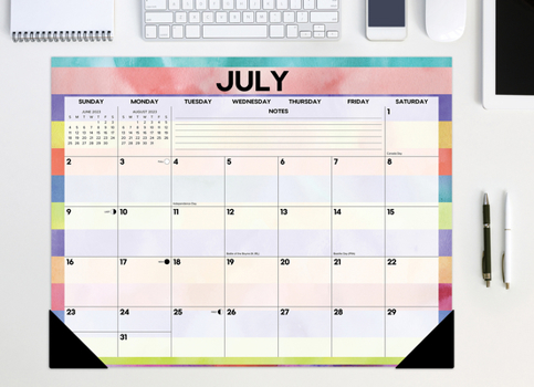 Calendar Watercolor Stripes 2023 22 X 17 Large Monthly Deskpad Book