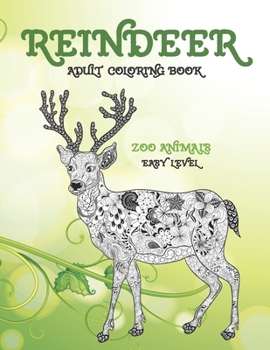 Paperback Reindeer - Adult Coloring Book - Zoo Animals - Easy Level Book