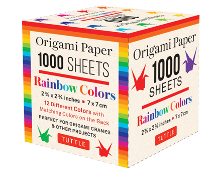 Loose Leaf Origami Paper Rainbow Colors 1,000 Sheets 2 3/4 in (7 CM): 12 Solid Colors Perfect for Modular Origami Book