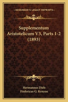 Paperback Supplementum Aristotelicum V3, Parts 1-2 (1893) [Latin] Book