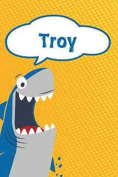 Paperback Troy: Personalized Shark Isometric Dot Paper Notebook for Kids 120 Pages 6x9 Book