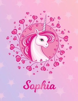 Paperback Sophia: Unicorn Large Blank Primary Sketchbook Paper - Pink Purple Magical Horse Personalized Letter S Initial Custom First Na Book