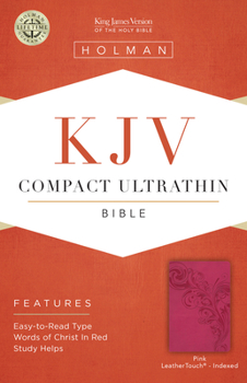 Imitation Leather KJV Compact Ultrathin Bible, Pink Leathertouch, Indexed Book