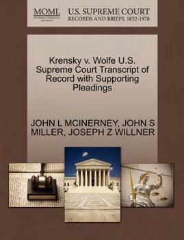 Paperback Krensky V. Wolfe U.S. Supreme Court Transcript of Record with Supporting Pleadings Book