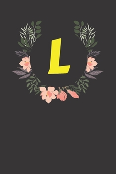 Letter L Monogram Notebook: Floral Black Matte Cover Journal