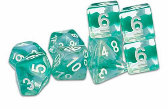 Hardcover Thracian Azure Swirl Dice - Traditional 9-Set Book