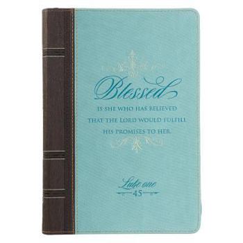 Journal With Zipper Closure - Blessed Is She, Blue
